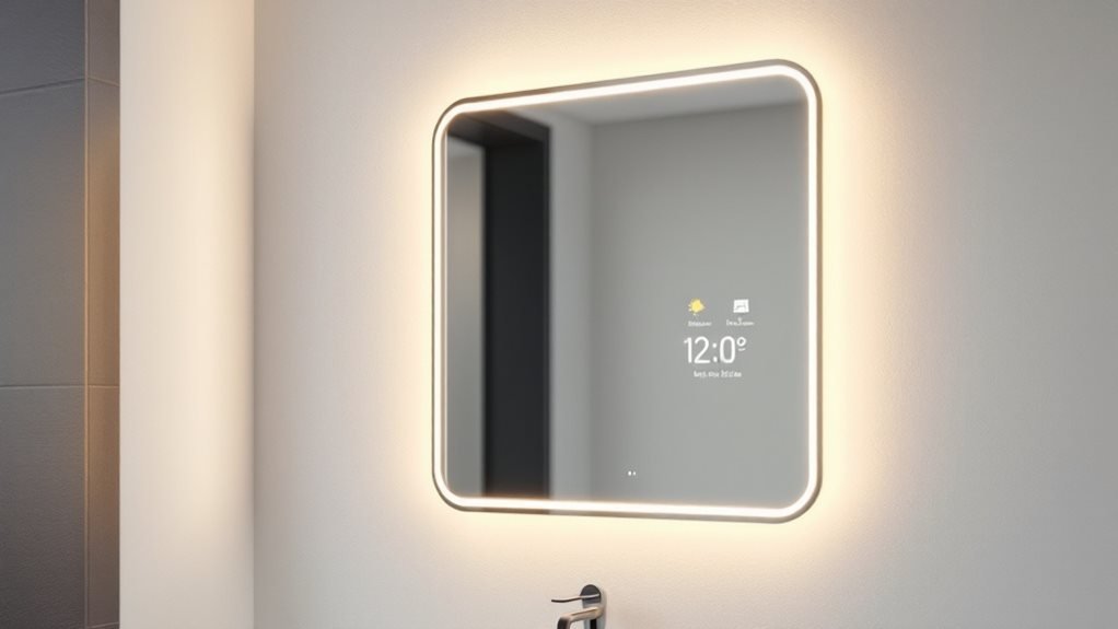 smart mirror displays information